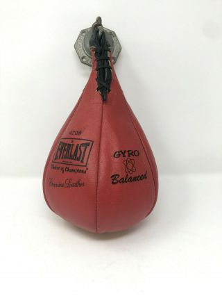 Vintage Everlast Red Leather Striking Bag 4208 Gyro Balanced Made Usa W/ Mount
