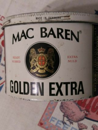 Vintage Mac Baren Golden Extra Ready Rubbed Tobacco Tin Denmark