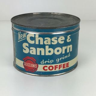 Vintage Chase & Sanborn Coffee Tin Can Empty One Pound Lid York