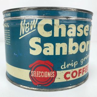 Vintage Chase & Sanborn Coffee Tin Can Empty One Pound Lid York 5
