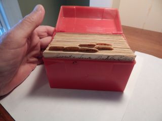 Vtg 1950s 60s Red Recipe Box Full Hand Written Recipes Cookies Cakes Pie Bread