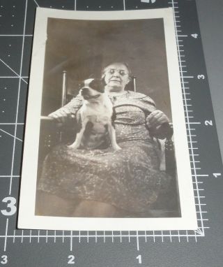 Proud Woman W/ Boston Terrier Dog Rocking Chair Lap Pet 1940 