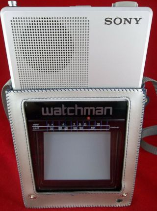 Vintage Sony Watchman FD - 40A Flat Black And White Portable TV 4
