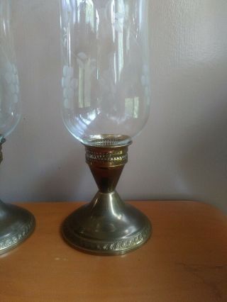 Vintage Hurricane Brass Candle Holder - Pair 18 