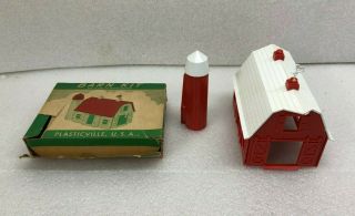 Vintage Plasticville Red Barn Building Kit Complete W/ Box 1950 
