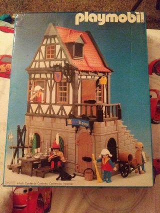 Vintage Playmobil 3448 - Medieval Inn - Instructions And Box Incomplet