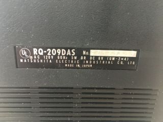 Vintage Panasonic RQ - 209DAS Cassette Tape Player 1980s 80s 6