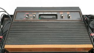 Vtg Atari 2600 Game Center Console & Cartridge Storage Unit Box,  Joysticks 2