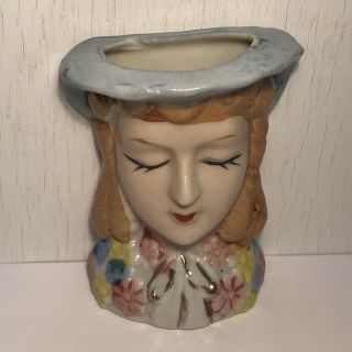 Vintage 3” Lady Head Vase Japan Blonde