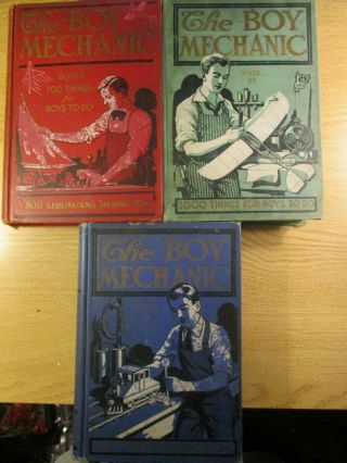 3 The Boy Mechanic Books 1,  2,  3 All First Edition In 1913 - 19
