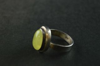 Vintage Sterling Silver Lime Green Stone Oval Ring - 8g 3