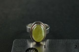 Vintage Sterling Silver Lime Green Stone Oval Ring - 8g 4