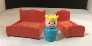 Vintage Fisher Price Little People Castle 993 Prince With 2 Royal Orange Beds