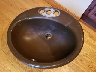 Vintage 1975 Kohler Brown Porcelain Over Cast Iron Drop In Sink - Model 2904