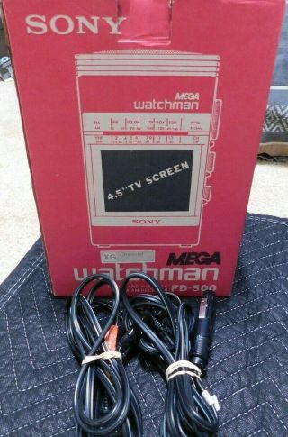 Vintage Sony Mega Watchman FD - 500 B&W TV Am/Fm Receiver 6