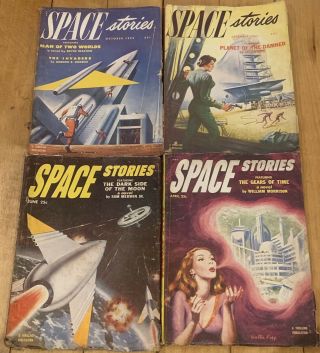 4 Vintage Space Stories For 1952 1953 Pulp Science Fiction,  Space Flight Sci - Fi