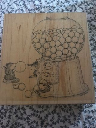 Vintage Wood Mounted Rubber Stamp House Mouse Gumball Rally 227