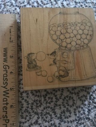 Vintage Wood Mounted Rubber Stamp House Mouse Gumball Rally 227 3