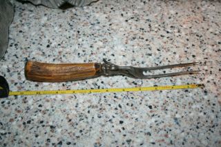 Vintage Deer Antler Carving Fork Part Of Knife And Fork Set 2 Prong Meat Fork
