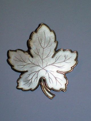 Vintage Meka Denmark Sterling Silver White Enamel Maple Leaf Pin