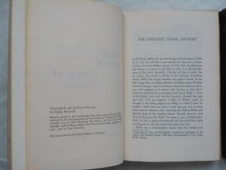 HENRY MILLER,  THE TROPIC OF CAPRICORN TRILOGY.  H/B 1961 - 3 GROVE ED,  DED,  ANAIS NIN 3