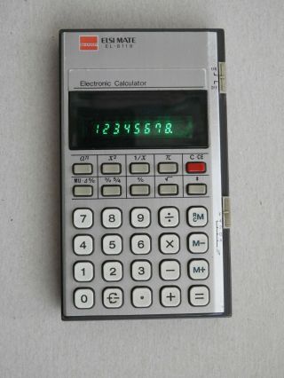 Vintage Sharp Elsi Mate El - 8118 Electronic Scientific Calculator Green Led