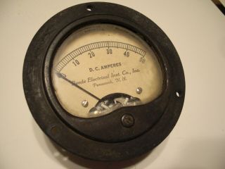 Early Vintage Usa Beede Electrical Inst Co Nh D.  C.  Amperes Gauge Meter Ammeter