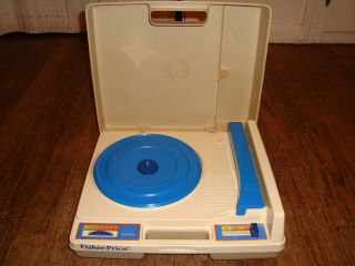 Great Fisher Price Phonograph 825 Portable Record Player Blue Vintage