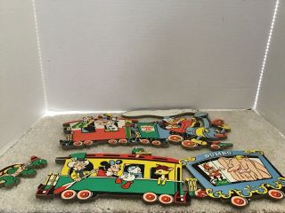 Vintage 3 Piece Disnet Friends Train Cardboard Nursery Wall Decoration