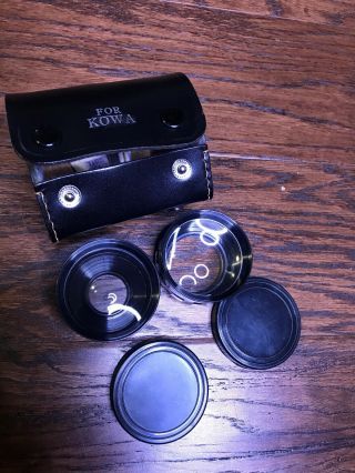 Vintage Telephoto Lens & Wide Angle Lens For Kowa With Leather Case -