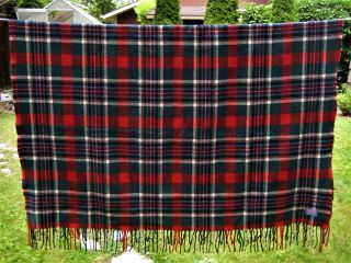 Vintage Red Plaid Pendleton Wool Lap Blanket Throw