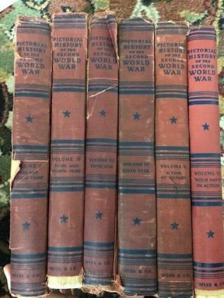 Pictorial History Of The Second World War,  Complete 6 - Volume Set,  Signed Photo