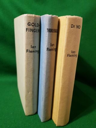3x 1st Edition James Bond 007 Ian Fleming Books Goldfinger Thunderball Dr No