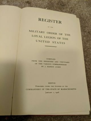 Register,  Military Order Of The Loyal Legion Of The United States,  1906 2
