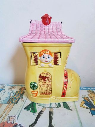 Vintage Kitsch Cookie Jar Old Woman Who Lived In A Shoe