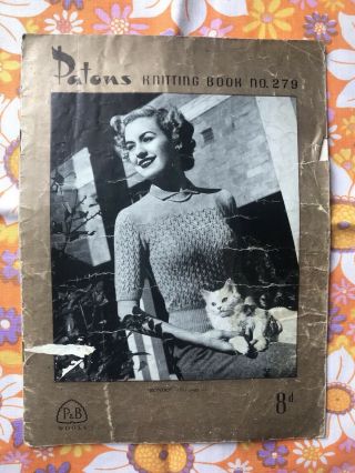 No.  279 Patons Knitting Pattern Book Vintage 1940s 1930s