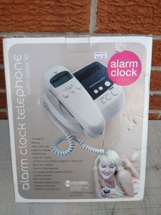 Vintage Alarm Clock Corded Telephone W Caller Id - Nos