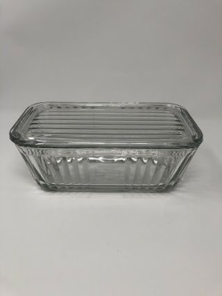 Anchor Hocking 1932 Vintage Design - Clear Glass Refrigerator Dish With Lid