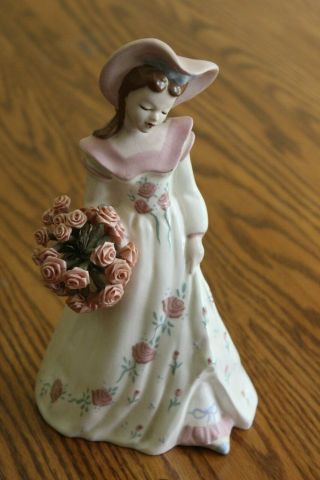 Vintage Florence Ceramics Figurine Victorian Lady Flower Basket