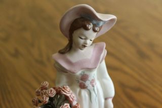 Vintage Florence Ceramics Figurine Victorian Lady Flower Basket 2