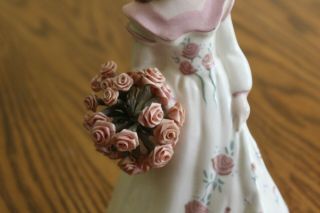 Vintage Florence Ceramics Figurine Victorian Lady Flower Basket 4