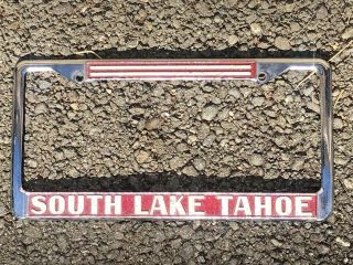 1950s Vintage South Lake Tahoe,  Ca Auto License Plate Frame Topper Sign