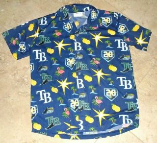 Cool Vintage Tampa Bay Rays Devil Rays Tropical Theme Button Front Shirt Men 