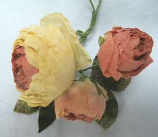 vintage style cloth millinery flowers dusky pink roses velvet leaves hats 4