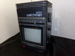 Sony Fd - 500 Mega Watchman Black & White Tv Fm/am Radio Receiver Great