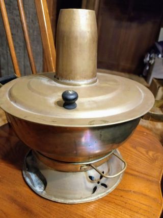 Vintage Brass Mongolian Chinese Thai Hong Kong Asian Cooker Hot Pot Steamboat