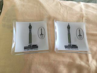 Vintage Pair Collectable London Gpo Post Office Tower Chance Glass Trinket 1960s
