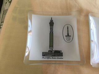 Vintage Pair Collectable London GPO Post Office Tower Chance Glass Trinket 1960s 2