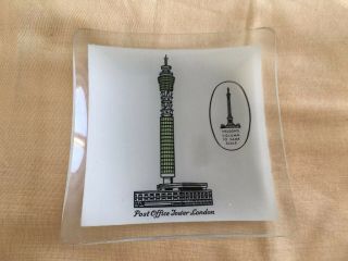 Vintage Pair Collectable London GPO Post Office Tower Chance Glass Trinket 1960s 3