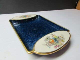 Vintage Carlton Ware Art Deco Blue Color With Fruit Small Tray